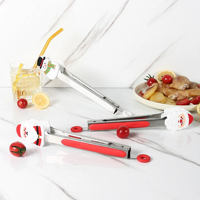 Hot Kitchen Utensil Christmas Items Food Clip Snowman Christmas Tree Silicone Food Tong