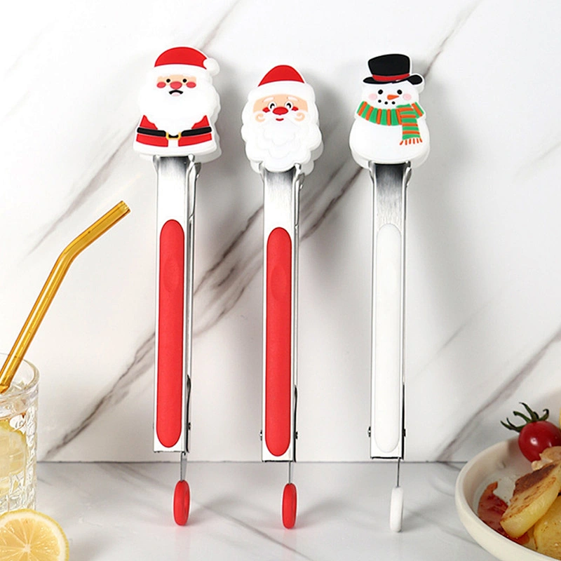 Hot Kitchen Utensil Christmas Items Food Clip Snowman Christmas Tree Silicone Food Tong
